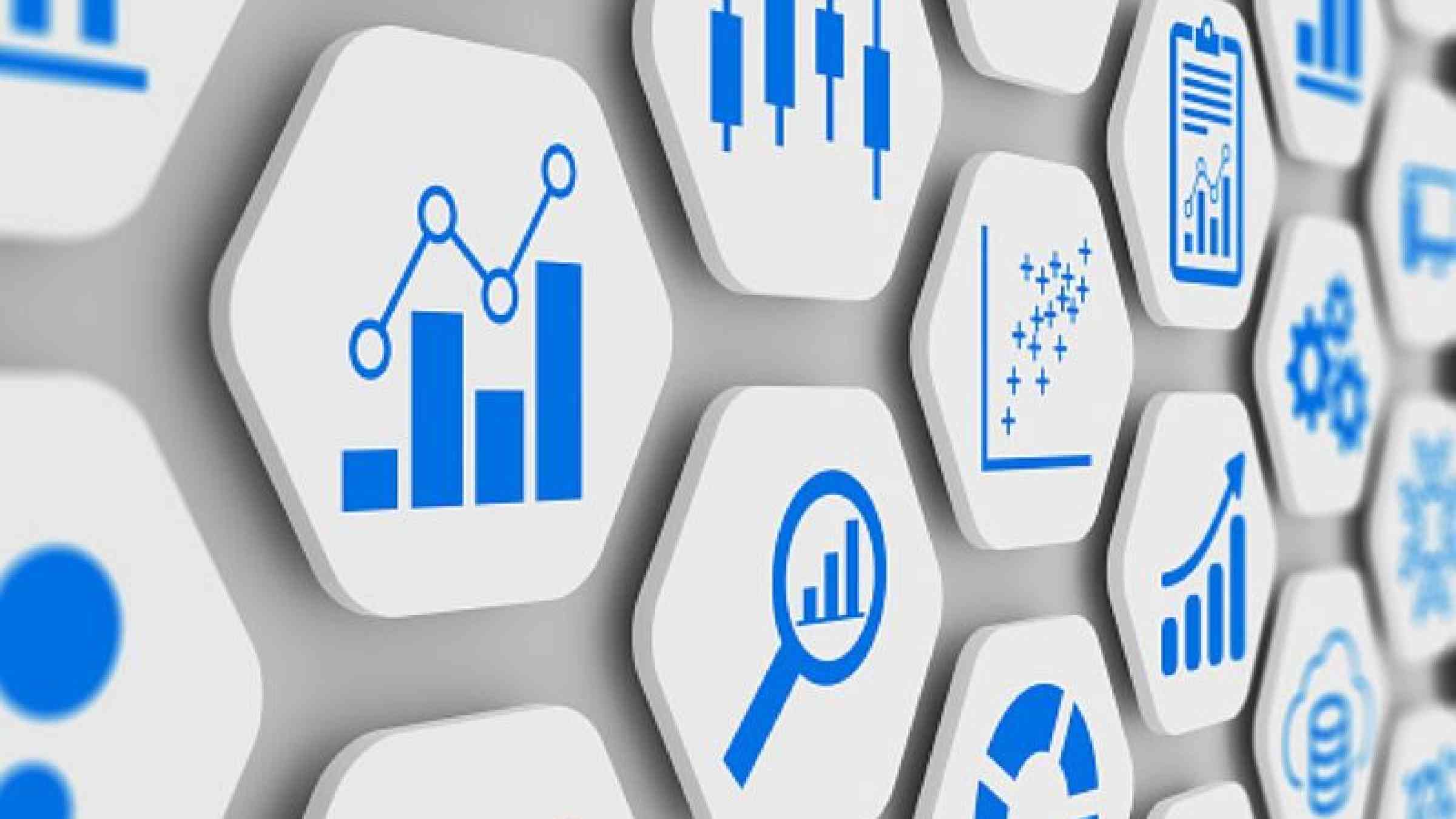 icons on hexagonal shapes