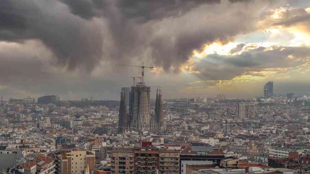 Credit for storm on city scape in Barcelona