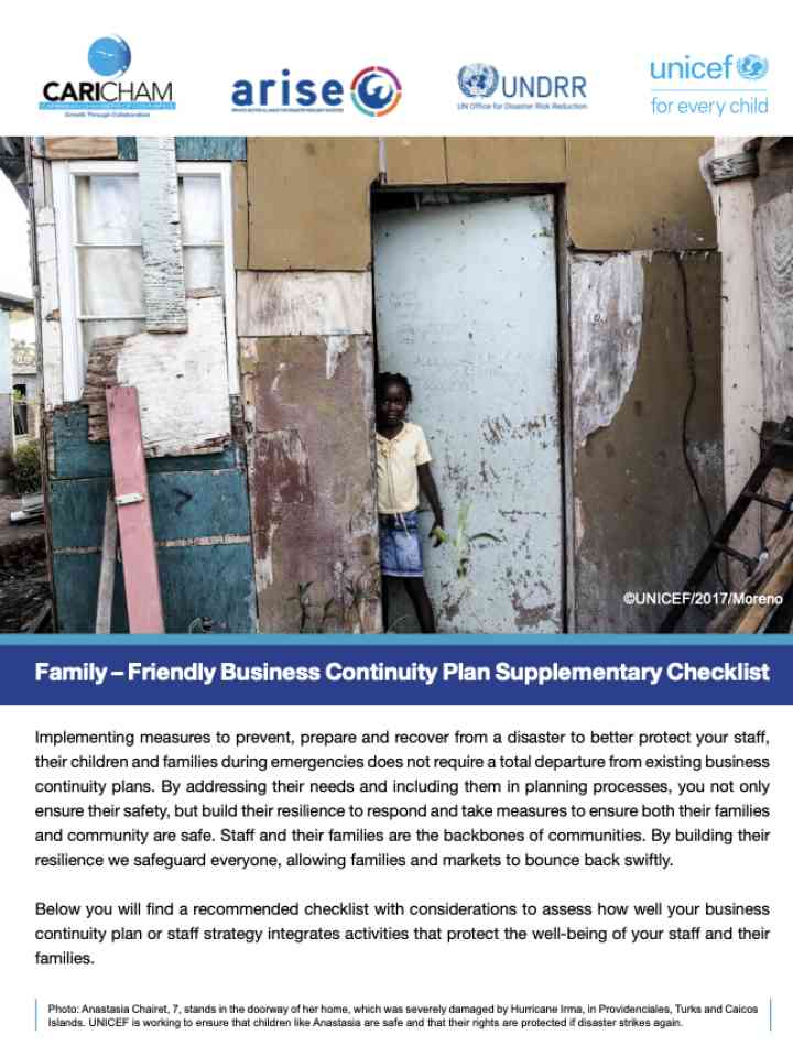 Family – Friendly Business Continuity Plan Supplementary Checklist